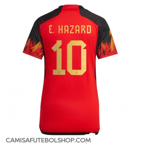 Camisa de time de futebol Bélgica Eden Hazard #10 Replicas 1º Equipamento Feminina Mundo 2022 Manga Curta